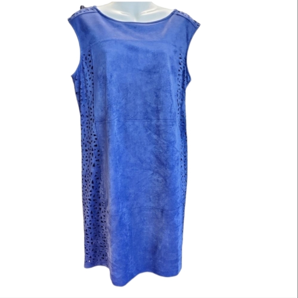NEW JULIA JORDAN blue suede dress 14
